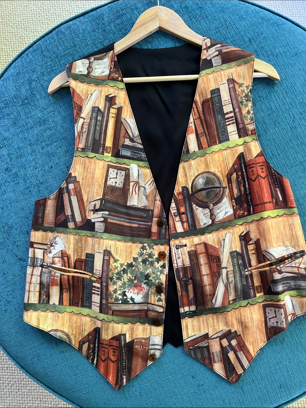 Vintage Designer Bookcase Print Vest Gender Neutral
